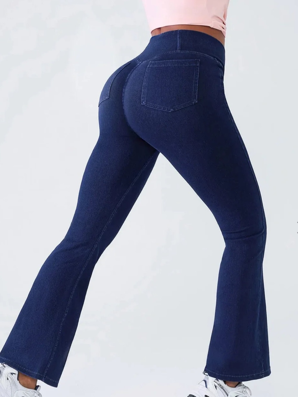 Brxl Crossover Denim Side Pockets Flare Leggings Regular